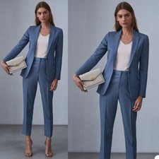 Blue Women's Suit Peak Lapel Slim Fit Ladies Fashion Formal Tuxedos 2 Pieces