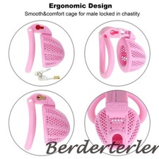 Male Chastity Device Cage Upgraded Lightweight Pink Chastity Cage with 4 Rings