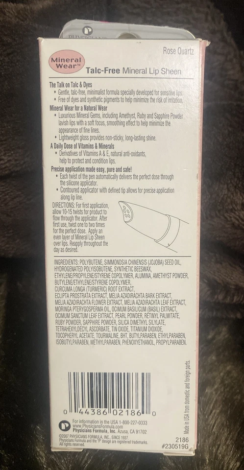 PHYSICIANS FORMULA MINERAL WEAR LIP SHEER ROSE QUARTZ #2186 NIB - Image 4 of 4