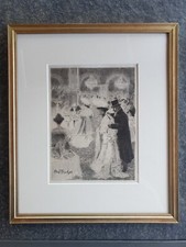 Gravure eau forte estampe Abel Truchet ancienne encadré Le café