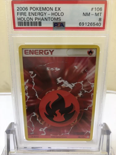 POKEMON PSA 8 NM-MT 2006 ex Holon Phantoms Fire Energy 106/110 Holo Rare 80
