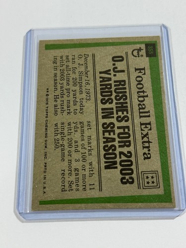 1975 Topps #355 Record Holder Running Back OJ Simpson Buffalo Bills - Picture 2 of 2
