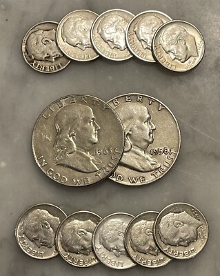 $2 Face 90% Silver 2 Franklin Half Dollar 10 Roosevelt Dime Choose How Many Lots
