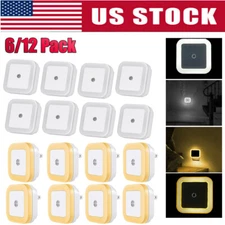 6-12Pcs Wall Plug-in LED Night Lights Lamp Dusk to Dawn Sensor Hallway Bathroom