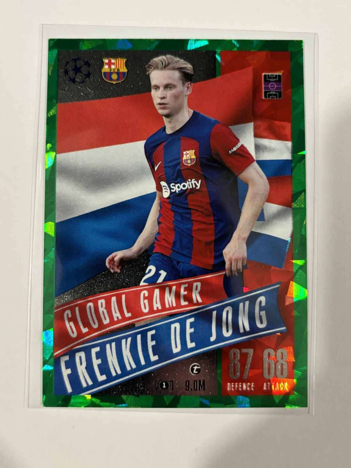 Frenkie De Jong Topps - UEFA CL Match Attax EXTRA 2023/2024  -Green Emerald