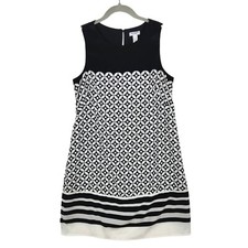 Old Navy Sleeveless Tank Midi Dress Petite Small Black White Geo Career Deco