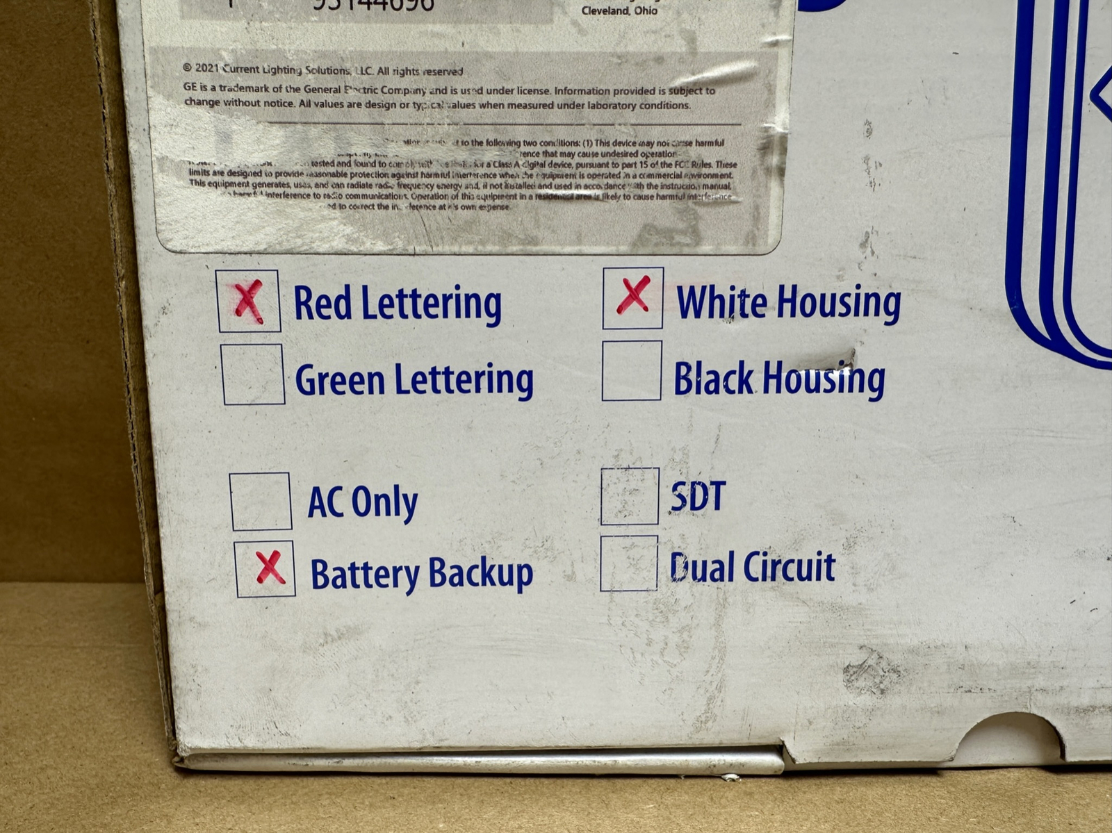 GE LEXTPWREM Thermoplastic Exit Sign Red Letters White Housing Battery ...