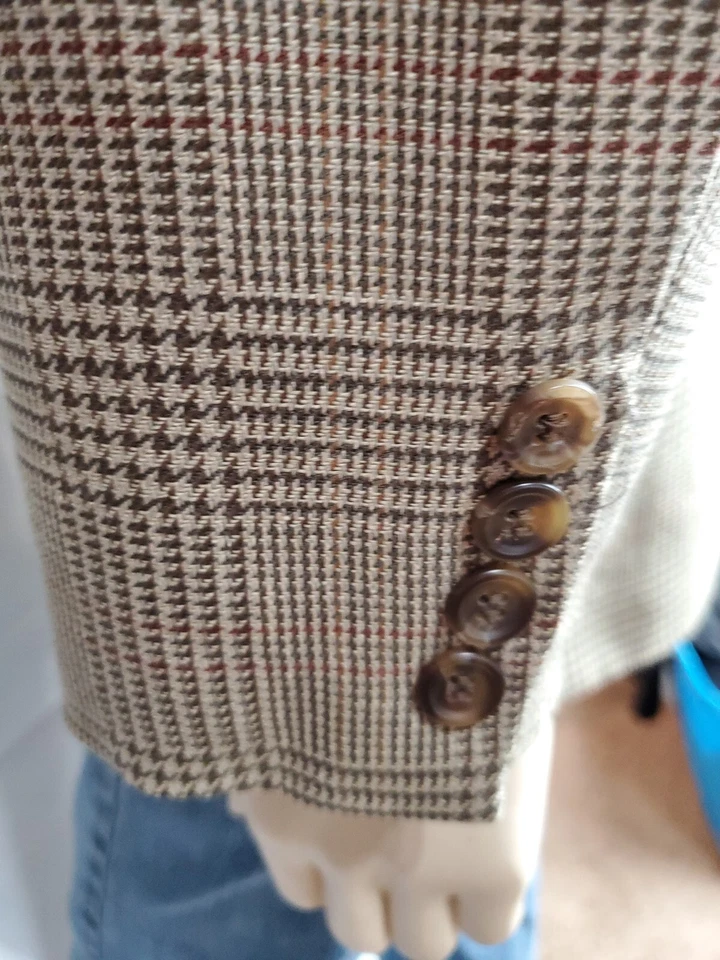 Chaps Ralph Lauren Blazer Hombre Talla 40R, Marrón Cuadros. Seda y lana de colección usado en excelente estado Foto 4 de 4