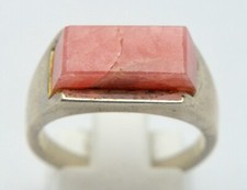 925 STERLING SILVER WITH PINK RHODOCHROSITE MINERAL STONE RING