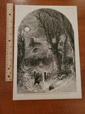 Harper's Weekly 1875 Sketch Print OLD HOMESTEAD GOING HOME FOR THE HOLIDAYS