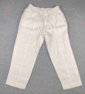 Athleta Retreat Wide Leg 100%  Linen White Pant Size M/P Style No. 85102 NWT