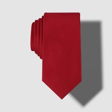 55 Perry Ellis Mens Solid Red Satin Necktie Size 56 X 3.125