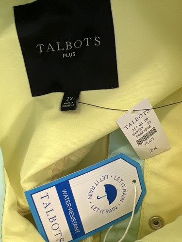 NEW Talbots Women’s Yellow Water Resistant Hooded Rain Trench Coat - Plus 2X - Picture 3 of 4