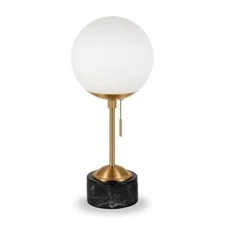 Henn&Hart 17.75" Art Deco Table Lamp in White Marble