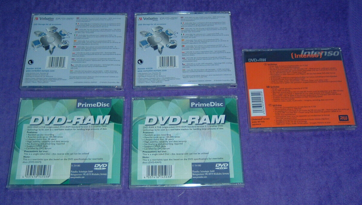 7x CD RW 650MB + 5x DVD RW Rohlinge 4,7 GB eingeschweis in Folie NEU
