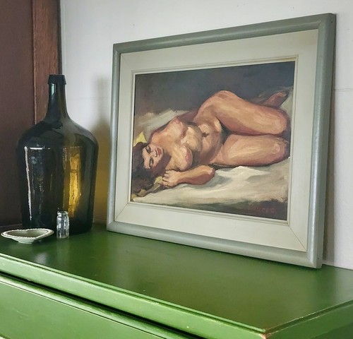 Original Oil Painting by Harro Fromme, Female Nude, Vintage 1950's. - Picture 7 of 7