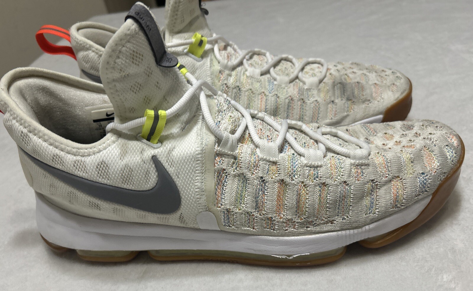 Nike Men’s KD 9 ‘Summer’ Multicolor Gum White Shoes Sneakers 843392-900 Size 14