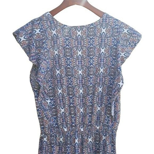Joe B Romper Surplice Flutter Sleeve Elastic Waist Aztec Star Print Blue Sz M - Picture 7 of 8