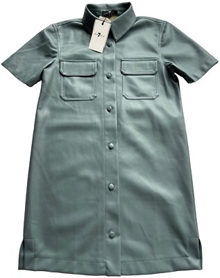 grey faux leather dress 7 for All Mankind Shirt Dress Women XSmall Grey Faux Leather Button Mini Blouson