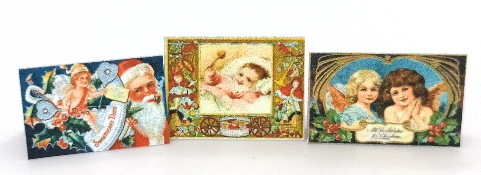 Dolls House 1:12 Scale Miniature Victorian Christmas Cards (Set A) - Image 2 of 4