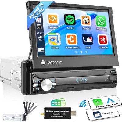 Mit DAB+ Antenne 1 DIN 7'' Android 13 Autoradio Carplay GPS NAVI FM BT MP5 Player