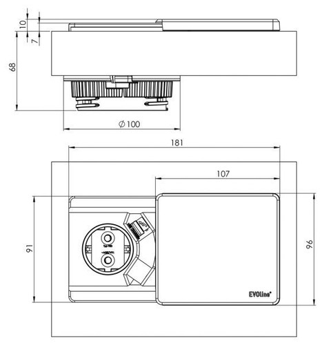 Evoline® Square-USB, Einbausteckdosenelemente, edelstahlfarbig - Bild 2 von 2
