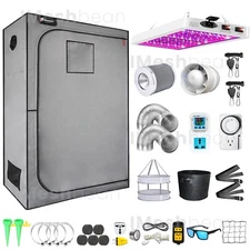 24"x24"x55" Grow Tent Kit Full Spectrum Grow Light Ventilation Reflective Mylar