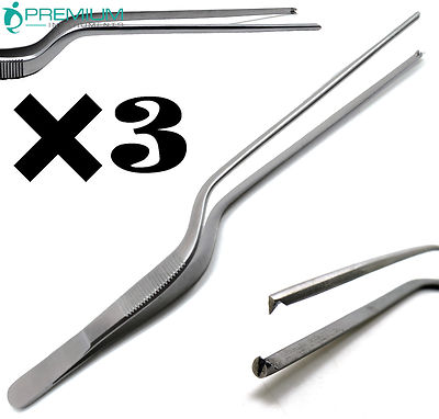 3 Pcs ENT Adson Bayonet Forceps 8'' Kocher 1x2 Teeths Tweezers Instruments