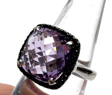 Amethyst Square Ring 925 Sterling Silver Women s 9 Lab Gem Made in USA