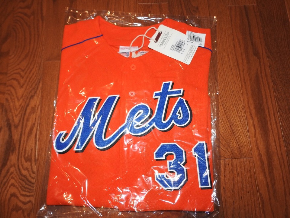 MLB Mitchell & Ness New York Mets #31 Baseball Jersey New Mens Sizes ...