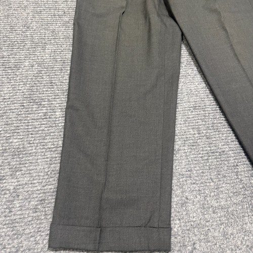 Brooks Brothers pantalone elegante uomo 33x29 grigio plissettato polsini 100% lana made in USA - Foto 3 di 11