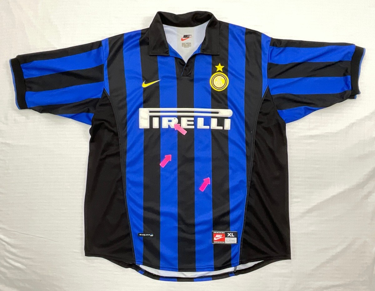 Vtg 1998 1999 Inter Milan Nike Shirt DJORKAEFF 6 Jersey XL Pirelli
