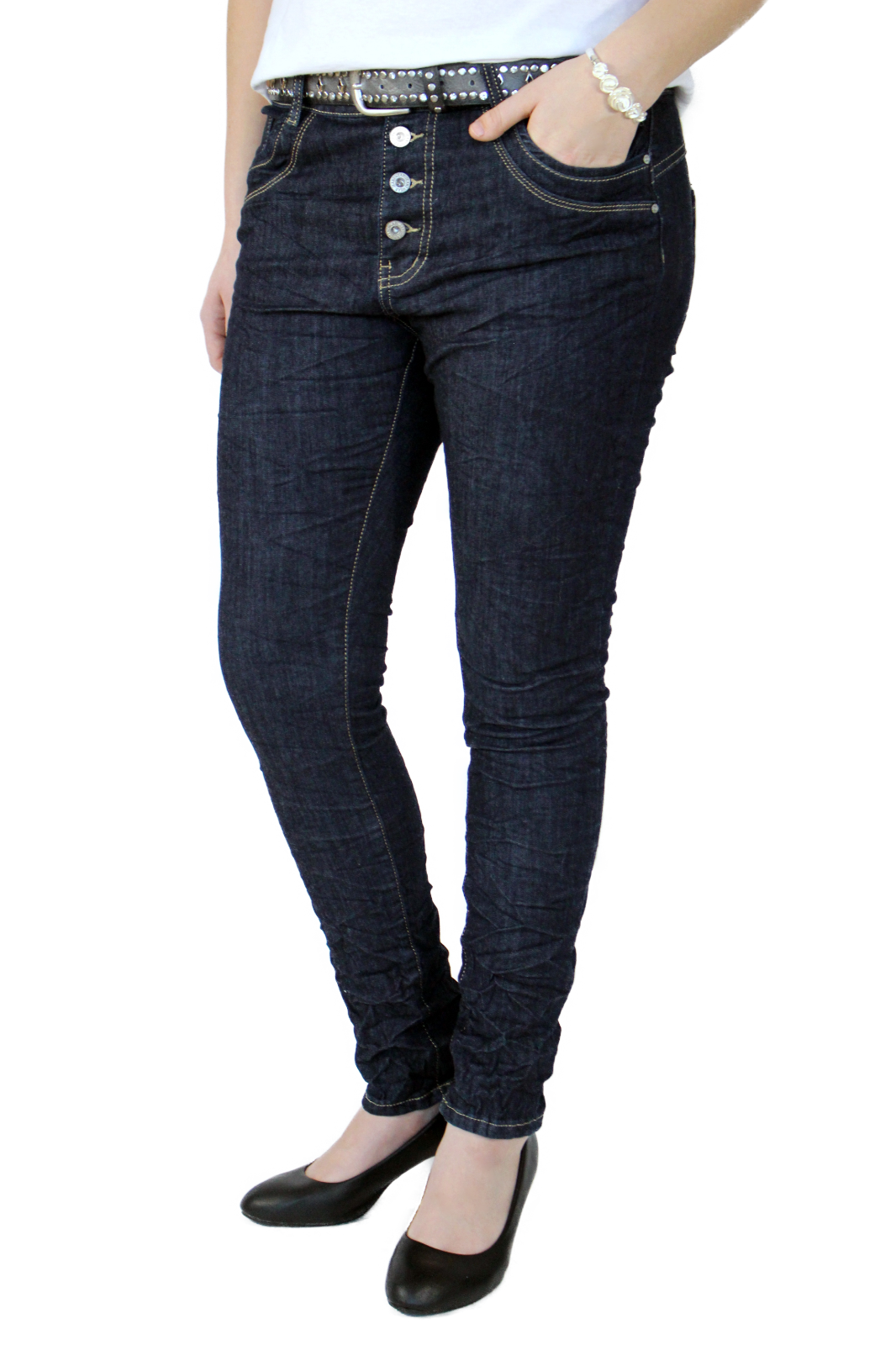 Jewelly Dames Stretch Cord Jeans | Mid Rise broek met