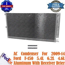 AC Condenser For 2009-14 Ford F-150 5.4L 6.2L 4.6L Aluminum With Receiver Drier