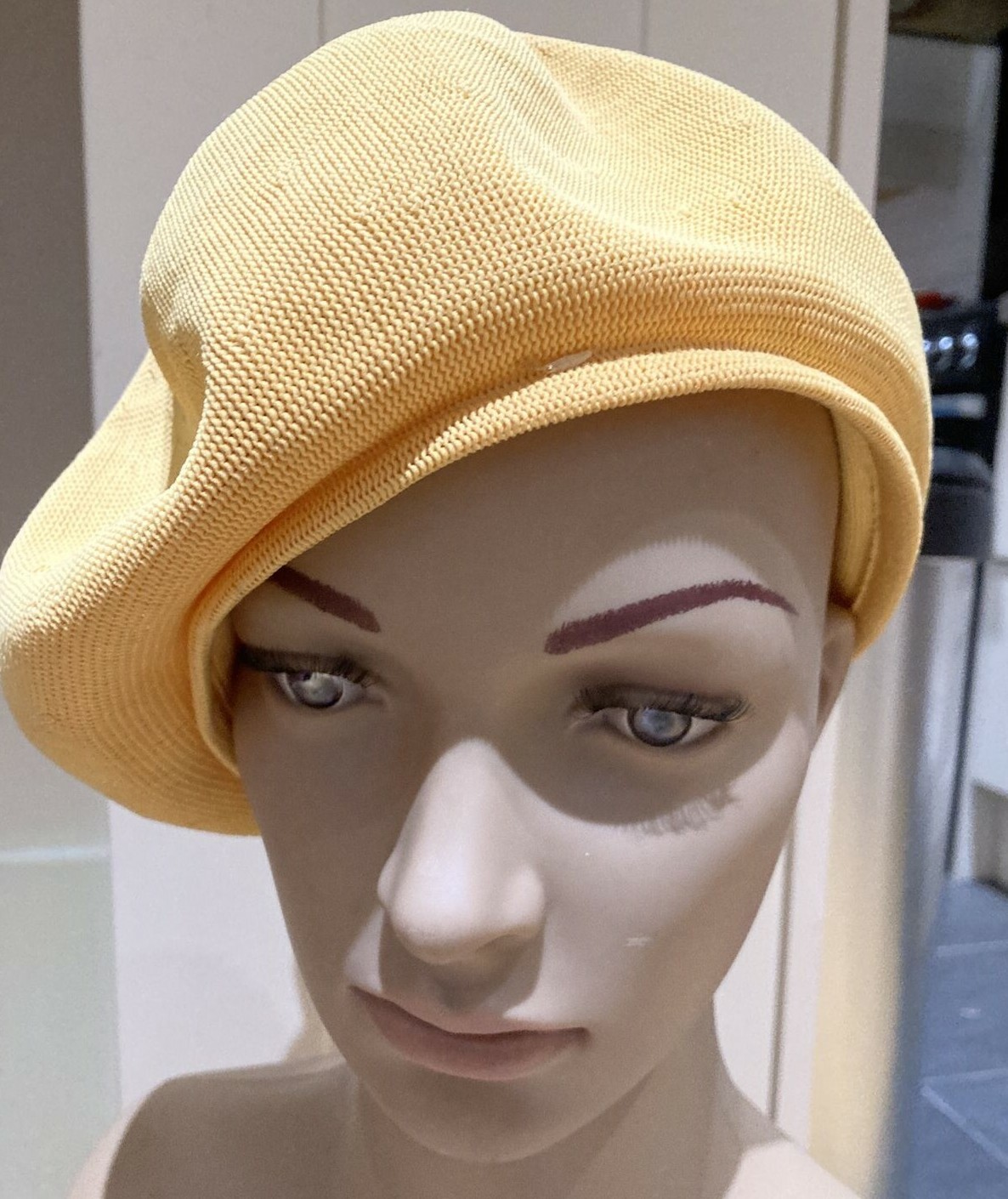 Topaz Yellow Vintage "Julie" Hat by Kangol with Pom-Pom. Made in England 11