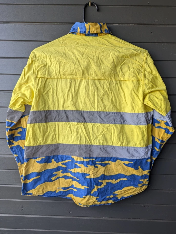 Camisa de trabajo Parramatta Eels NRL alta visibilidad amarilla con botones manga larga  Foto 2 de 4