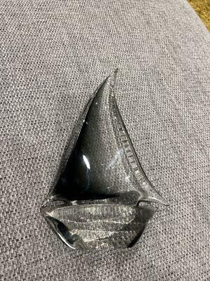 Vintage Rubelli V.A. Murano Stil Italien klar / schwarz Segelboot gemarkt
