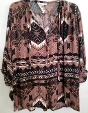 Olivaceous Black Brown Boho Aztec Print Short Romper - Stylish and Comfy - M