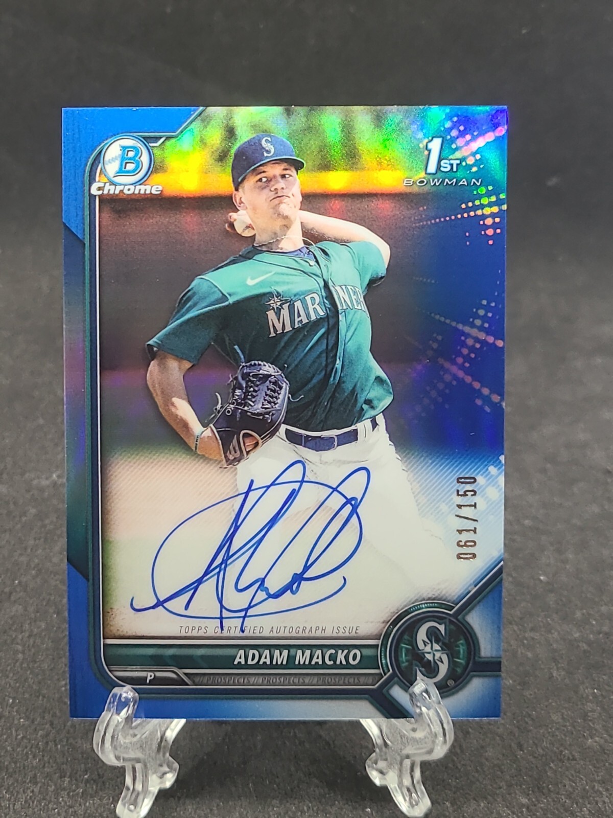 2022 Bowman Chrome Adam Macko 1st True Blue Refractor Auto /150 AUTO Blue Jays