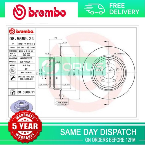 Fits Volvo V70 C70 850 2.0 2.3 2.4 2.5 TDi Brake Discs Rear Brembo - Picture 2 of 4