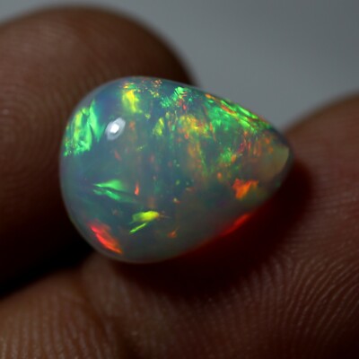 5,2 Ct Opal Birne Cabochon Grün Gelb Multicolor Natürlich, 14,5x11,5 MM