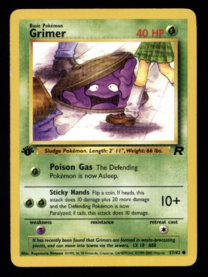 1st EDITION - GRIMER 57/82  2000 Basic Pokemon Card - READY TO GRADE!