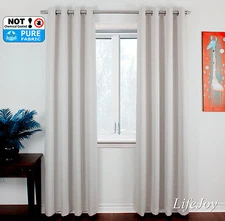Pair 90% QUALITY BLOCKOUT EYELET CURTAIN ECRU White Grey 240CM X 230CM