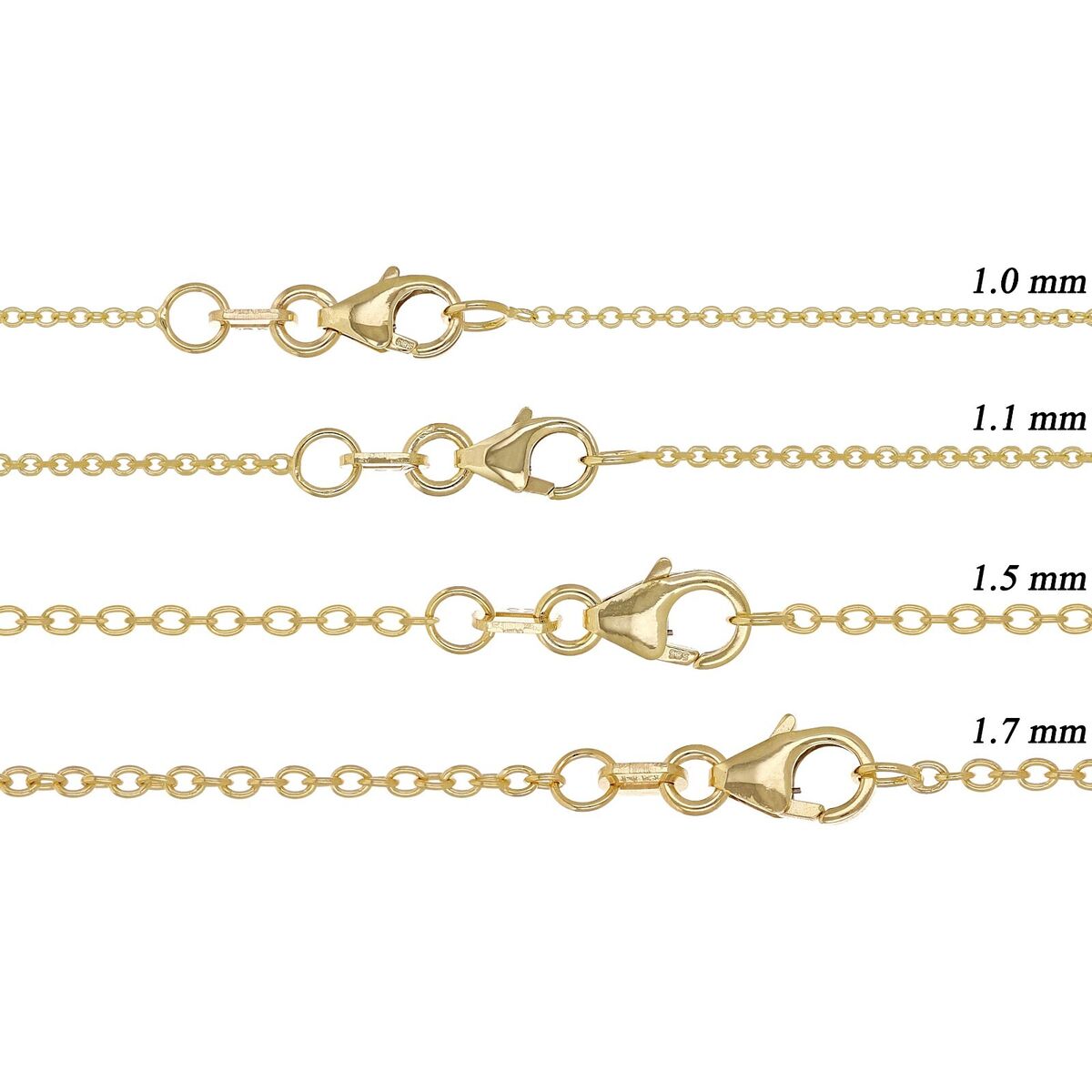 14K Yellow Gold 1.1mm Flat Cable Chain - Various Sizes 14K Yellow Gold 1.1mm Flat Cable Chain - Various Sizes