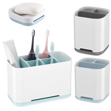 3/4 Slots Detachable Dividers Storage Holder Drainage Hole Toothbrush Holder