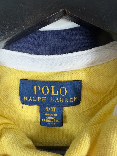 Vtg Polo Ralph Lauren Kids Boys Big Pony Casual Polo Shirt Yellow Sz 6 14x19 - Picture 6 of 11