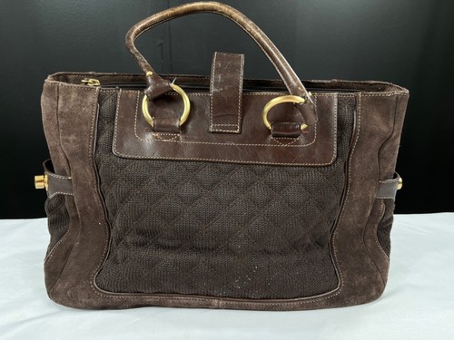 The Sak SKU 464 Brown Suede Leather Quilted Satchel Bag - Picture 3 of 14