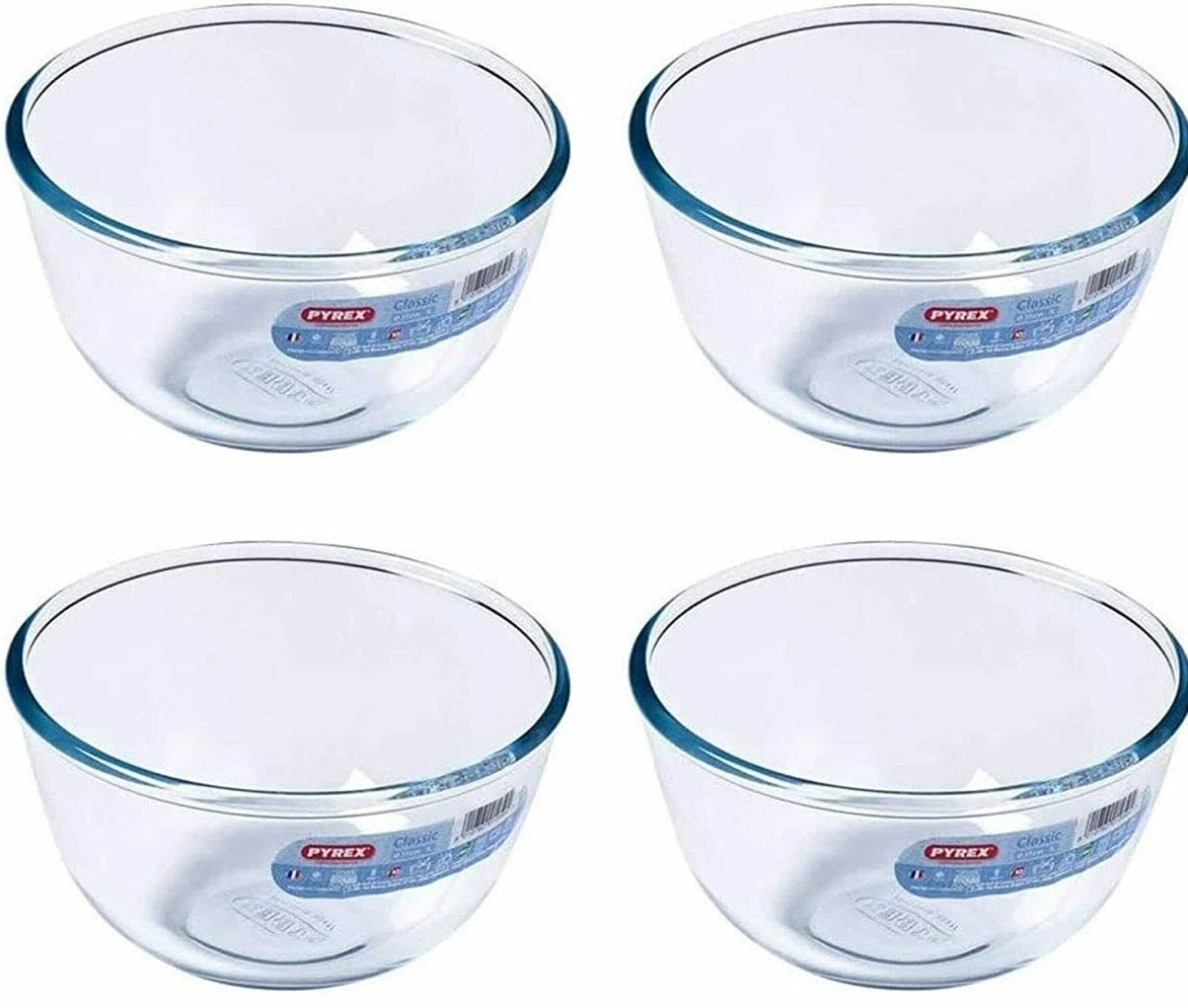4x Pyrex Classic Fridge Freezer Oven Microwave Dishwasher Glass Mixing Bowl 0.5L