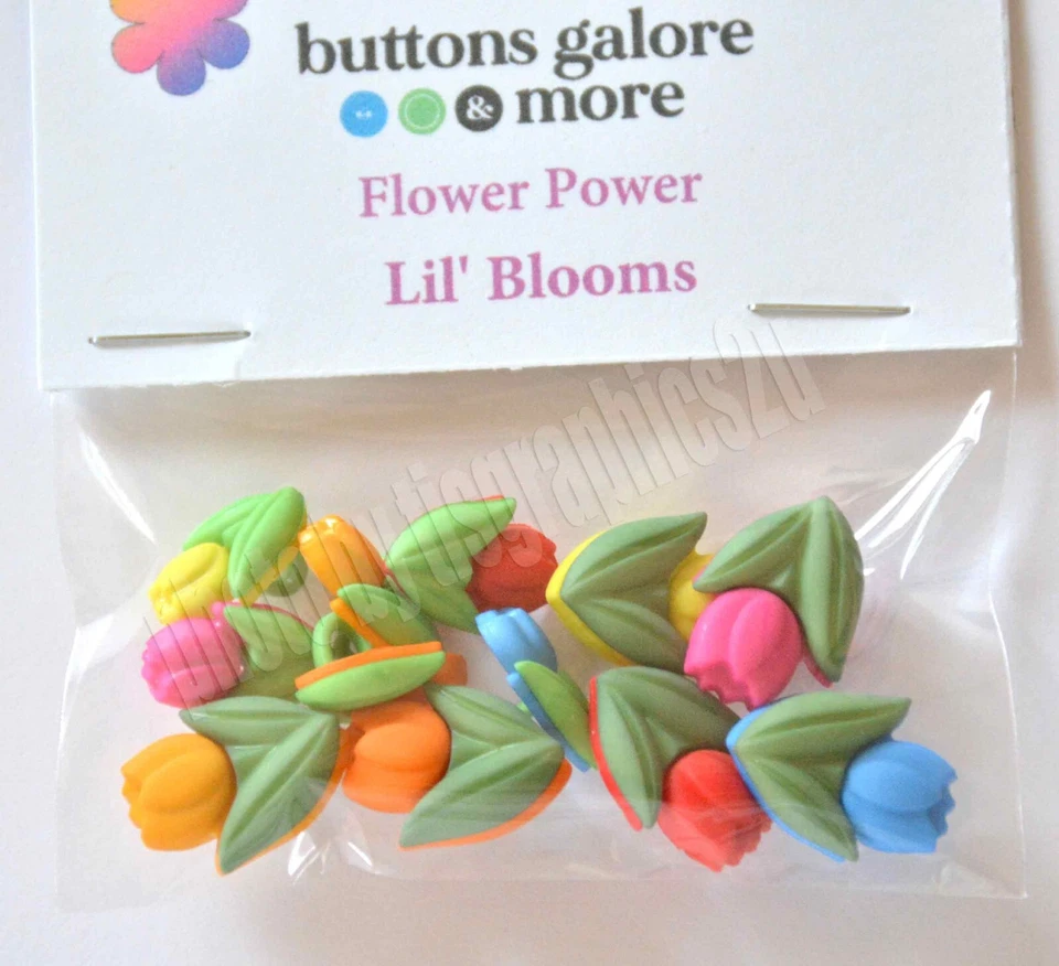 Lil' Blooms / Spring Tulip Shank Back Craft Buttons / Easter Flowers - Image 2 of 3