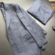 Ermenegildo Zegna 2pc suit 40R Pants 32X29 Saks Fifth Avenue Traveller Blue Glen